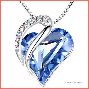 Silver Plated Infinity Love Birthstone Crystal Pendant Necklace 20" Adjustable